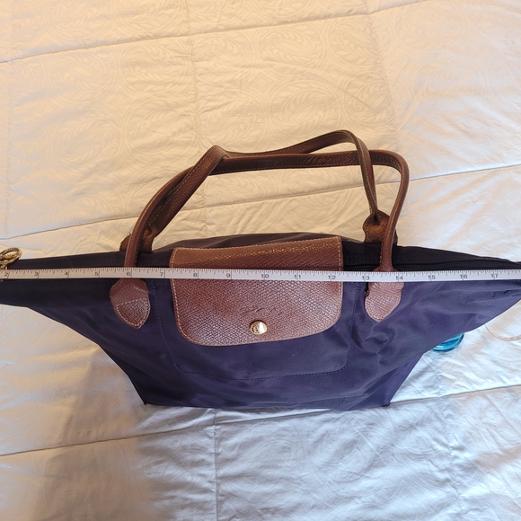 Longchamp Purple Tote with Brown Leather Details - Picture 5 of 16